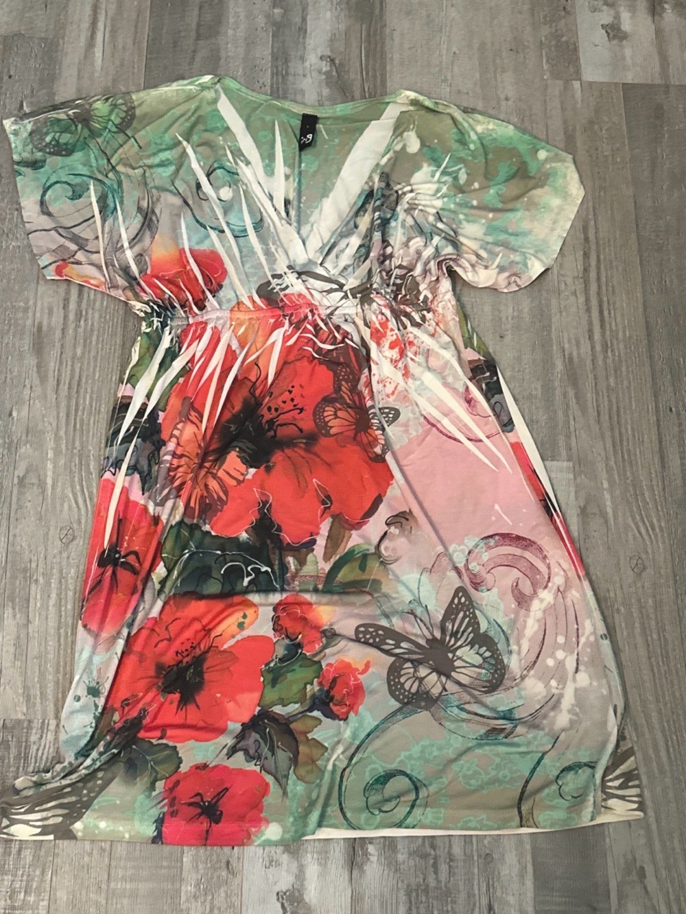Ing floral green and pink  Patterned dress